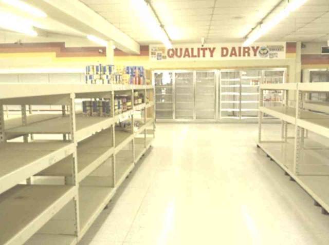 Almost empty grocery store