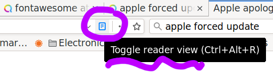 Firefox Reader view; shortcut is Ctrl+Alt+R